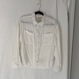 Rachel Zoe White Button-Front Pocket Blouse